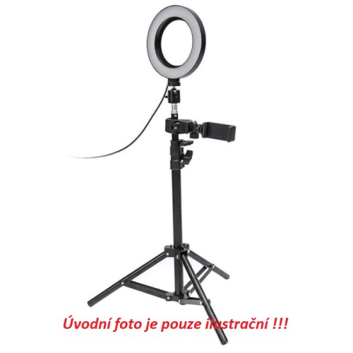 USB selfie kruhové světlo s ovládáním, stativem a držákem na mobil, 17 x 50 cm