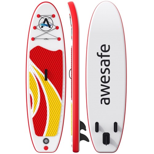 Nafukovací paddleboard Awesafe, 304,8 x 81,3 x 15,2 cm, červená